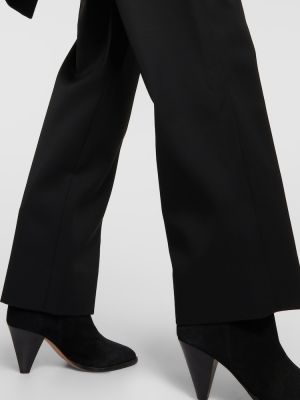 Vlněné rovné kalhoty relaxed fit Isabel Marant černé