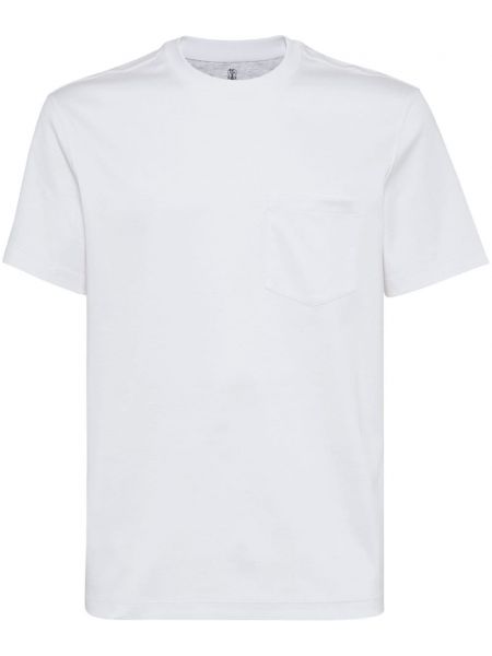 Majica s okruglim izrezom s džepovima Brunello Cucinelli bijela