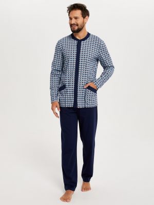 Hosszú ujjú pizsama nyomtatás Italian Fashion kék