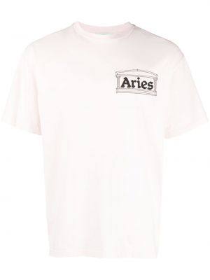 T-shirt con stampa Aries rosa