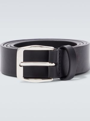 Slim fit kožený pásek Giorgio Armani černý
