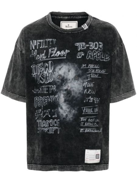 Kokvilnas t-krekls ar apdruku Maison Mihara Yasuhiro melns