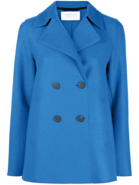 Vlněný kabát Harris Wharf London modrý