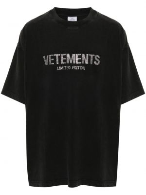 Тениска с кристали Vetements черно