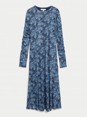 Midi šaty se síťovinou Marks & Spencer modré