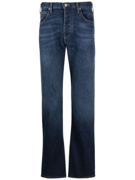 Puuvillased kitsa lõikega teksapüksid Emporio Armani sinine