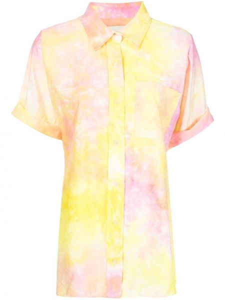 Camicia con stampa a maniche corte tie-dye Bambah giallo