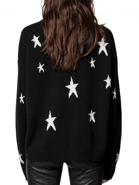 Кашемировый свитер с принтом со звездочками Zadig & Voltaire черный