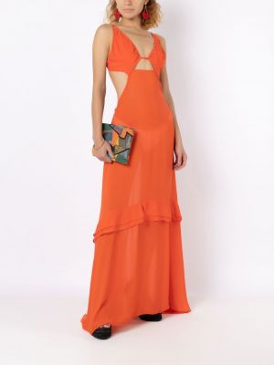Oranžové průsvitné dlouhé šaty Amir Slama