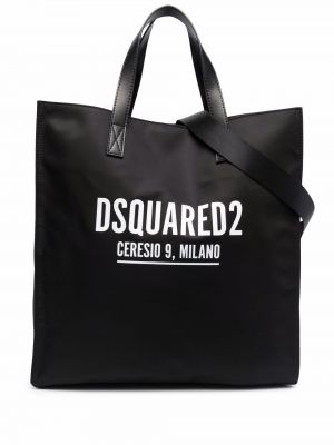 Шопинг чанта с принт Dsquared2 черно