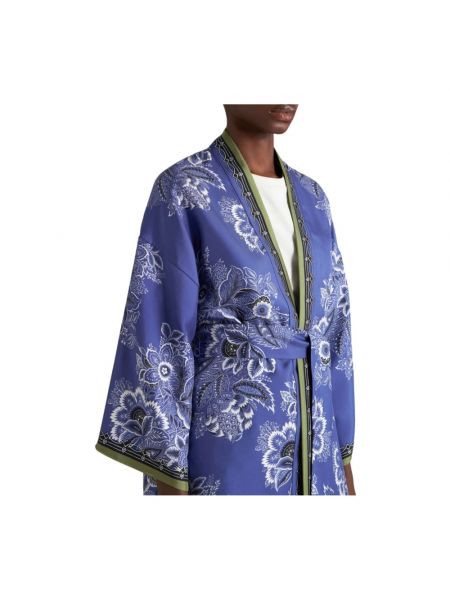 Blusa de seda de flores con estampado Etro azul