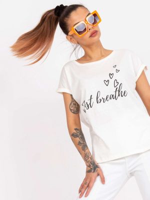Rövid ujjú póló feliratokkal Fashionhunters bézs