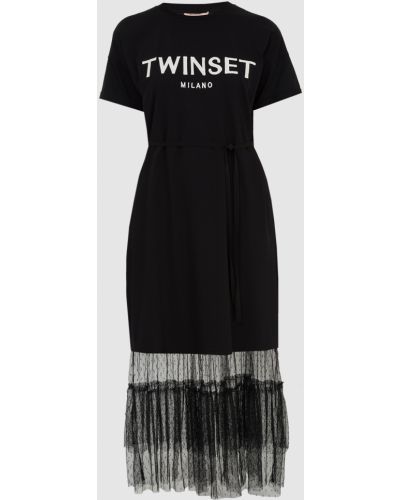 Сукня -футболка з логотипом Twin-set, чорне