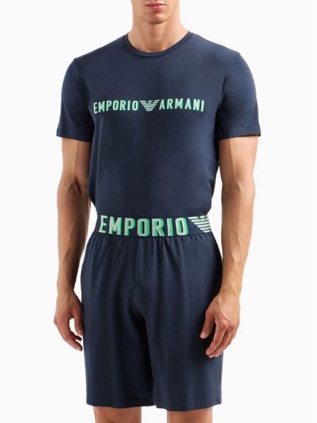 Pižama Emporio Armani Underwear modra