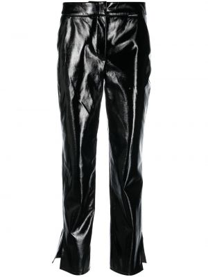 Pantaloni dritti di pelle Karl Lagerfeld nero