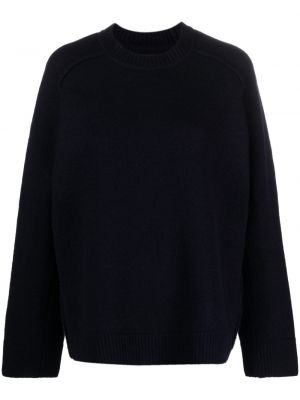 Вълнен пуловер с кръгло деколте Kassl Editions синьо