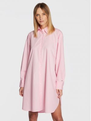 Oversized košilové šaty Tommy Hilfiger růžové