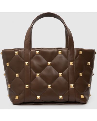 Шкіряна сумка шоппер Valentino, коричнева