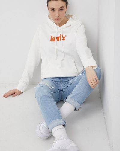 Pamučna hoodie s kapuljačom Levi's® bijela