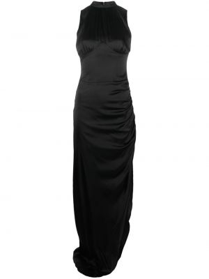 Svilena koktejl obleka z izrezom na hrbtu Lisa Von Tang črna