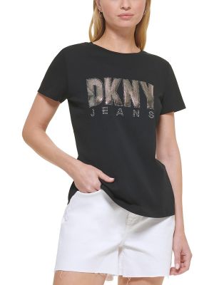 Camiseta manga corta de cuello redondo Dkny Jeans negro