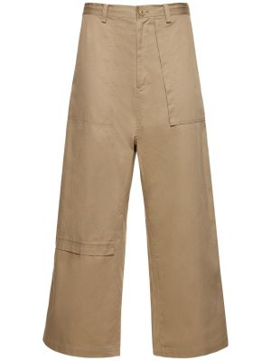 Pantaloni dritti di cotone Yohji Yamamoto beige
