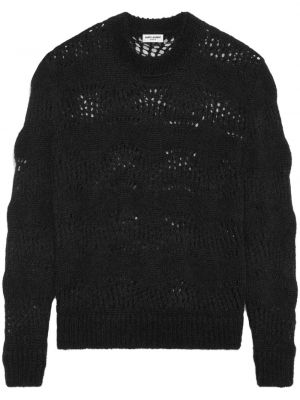 Пуловер с кръгло деколте Saint Laurent черно