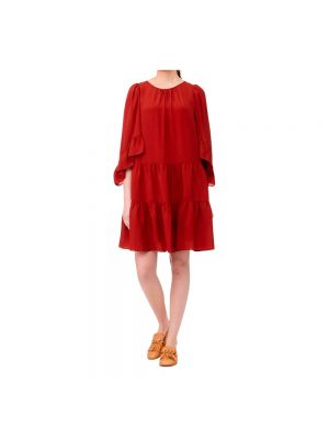 Dzianinowa sukienka mini na guziki See By Chloe czerwona