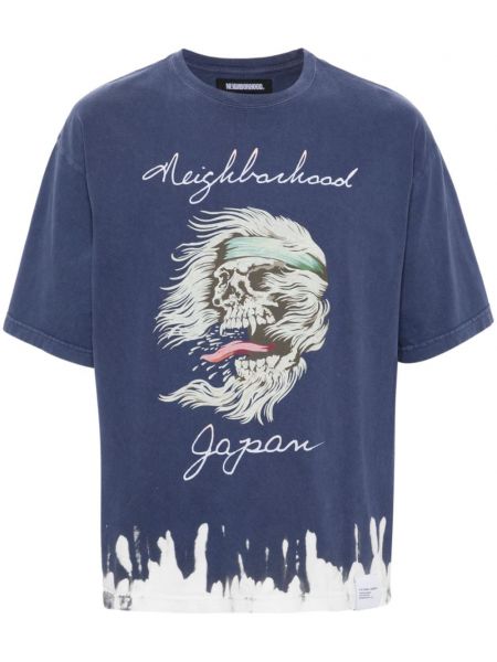 Тениска с принт Neighborhood синьо