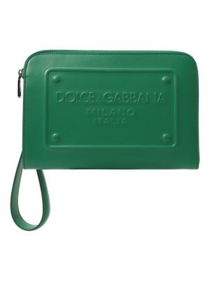 Кожаный клатч Dolce & Gabbana зеленый