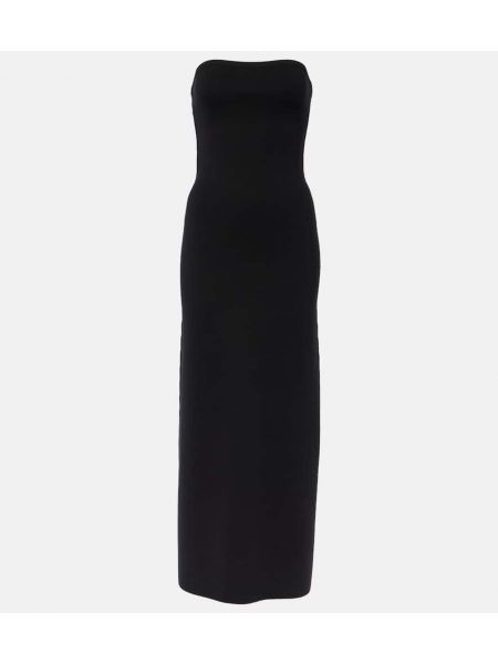 Μεταξωτή μάλλινη μάξι φόρεμα κασμίρ Gabriela Hearst μαύρο