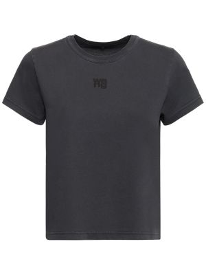 Camiseta de algodón de tela jersey Alexander Wang gris