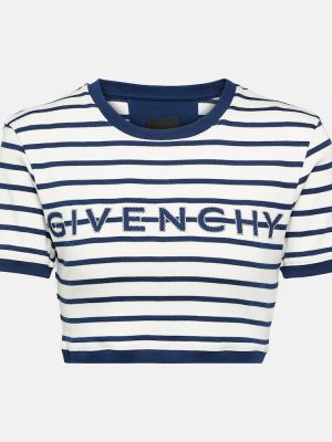 Crop top di cotone a righe in jersey Givenchy bianco