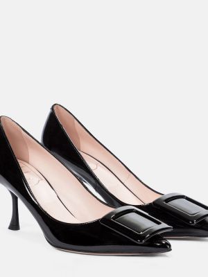 Pantofi cu toc din piele de lac Roger Vivier negru