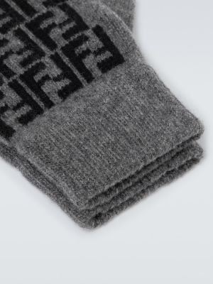 Guanti di lana Fendi grigio