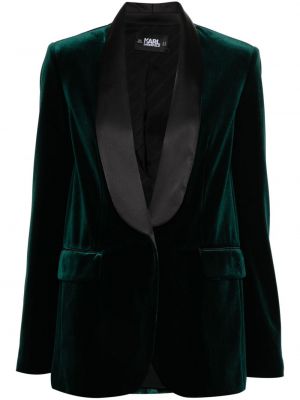 Кадифен сатенен блейзър Karl Lagerfeld зелено