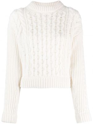 Sweter wełniany z wełny merino Patou biały