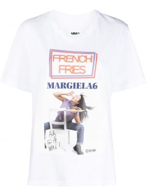 Camiseta con estampado Mm6 Maison Margiela blanco