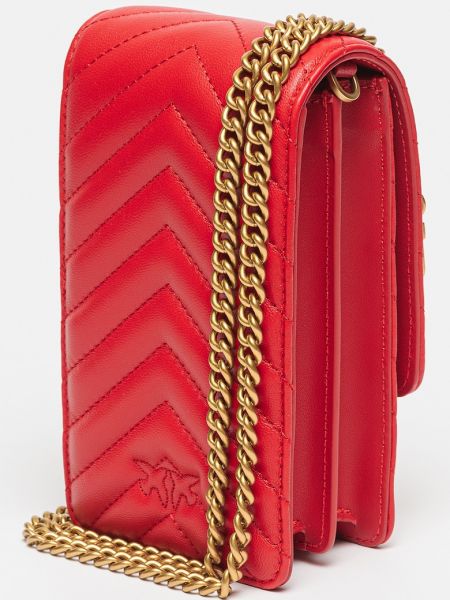 Кожаная сумка для телефона Pinko красная