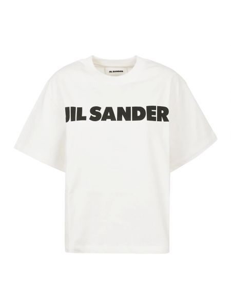 Koszulka bawełniana z nadrukiem z krótkim rękawem Jil Sander biała