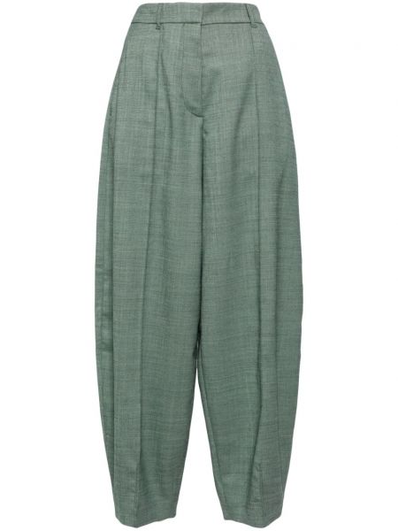 Plisirane vunene hlače Stella Mccartney zelena