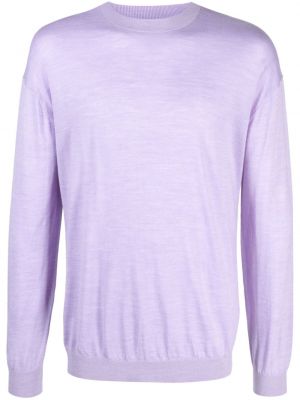 Marškinėliai iš merino vilnos apvaliu kaklu Nanushka violetinė