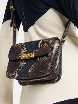 Kožená kabelka so vzorom hadej kože Victoria Beckham zlatá