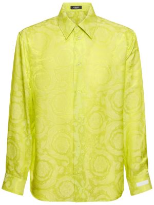 Camicia di seta in viscosa Versace giallo