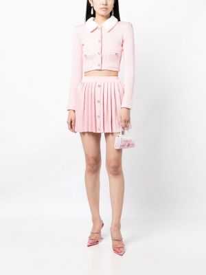Dzianinowa mini spódniczka plisowana Self-portrait różowa