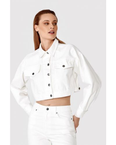 Priliehavá džínsová bunda Simple biela