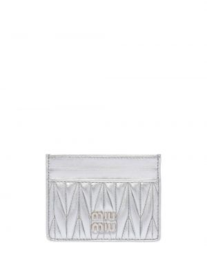 Kožená peněženka Miu Miu stříbrná