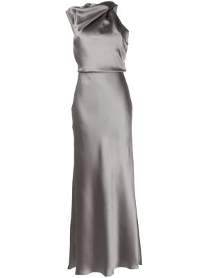 Drapiruotas asimetriškas vakarinė suknelė satininis Amsale pilka