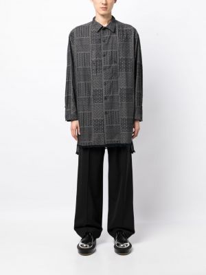 Chemise en coton à imprimé à motif géométrique Yohji Yamamoto gris