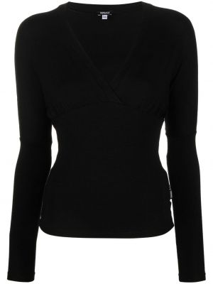 Pull en tricot à col v Versace Pre-owned noir